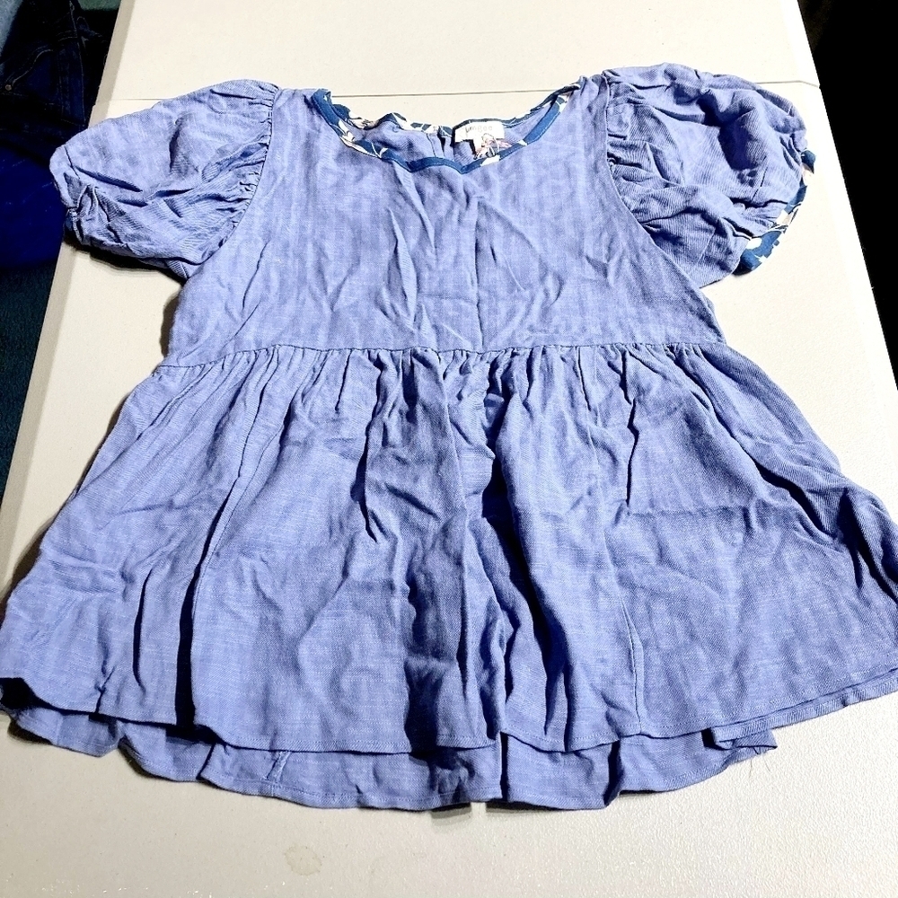 Umgee Light Blue Short Sleeve Babydoll Tunic